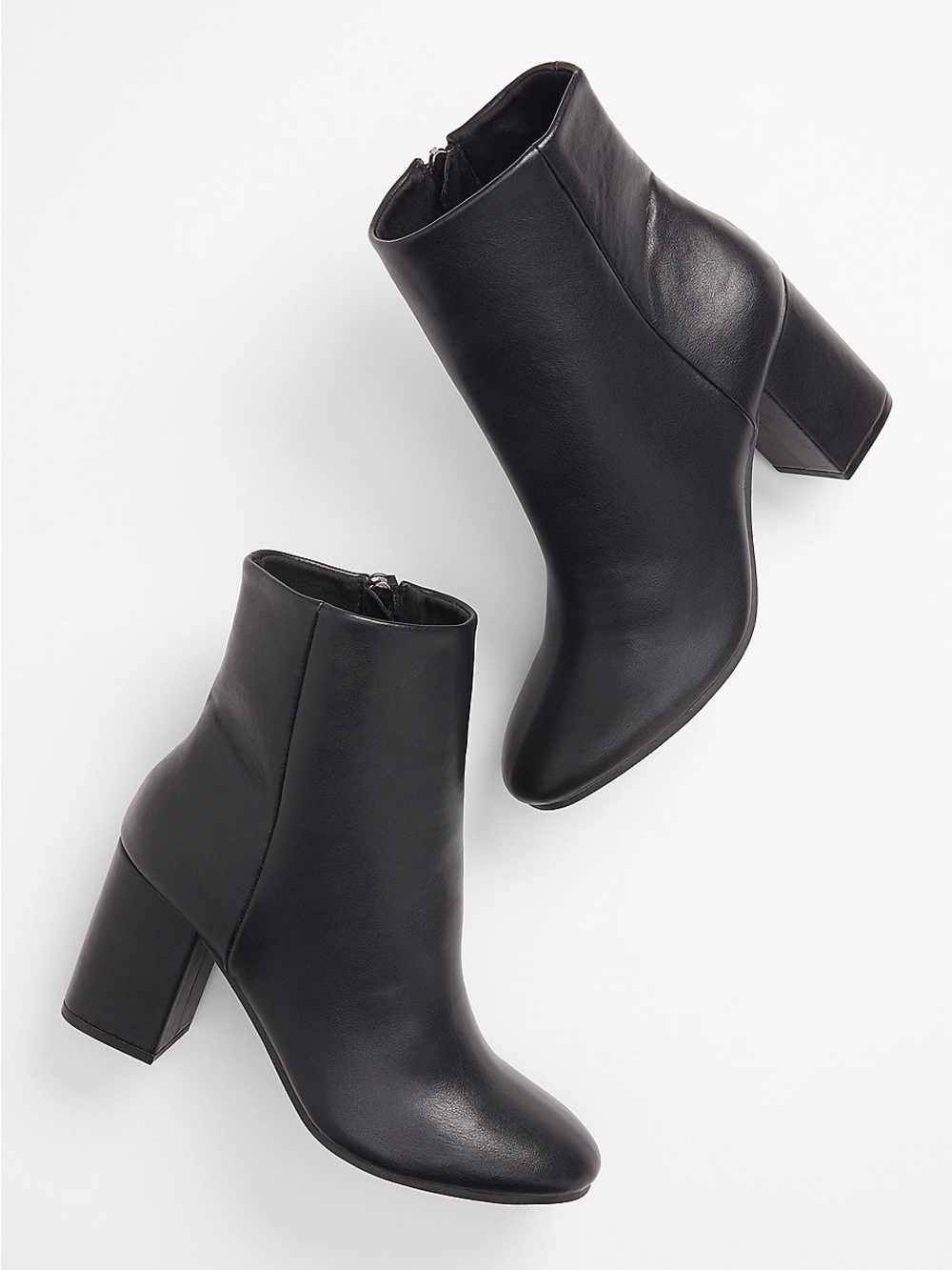 Qupid Black Leatherette Block Heel Ankle Boots